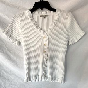 Short white button up shirt. Size large from Papaya